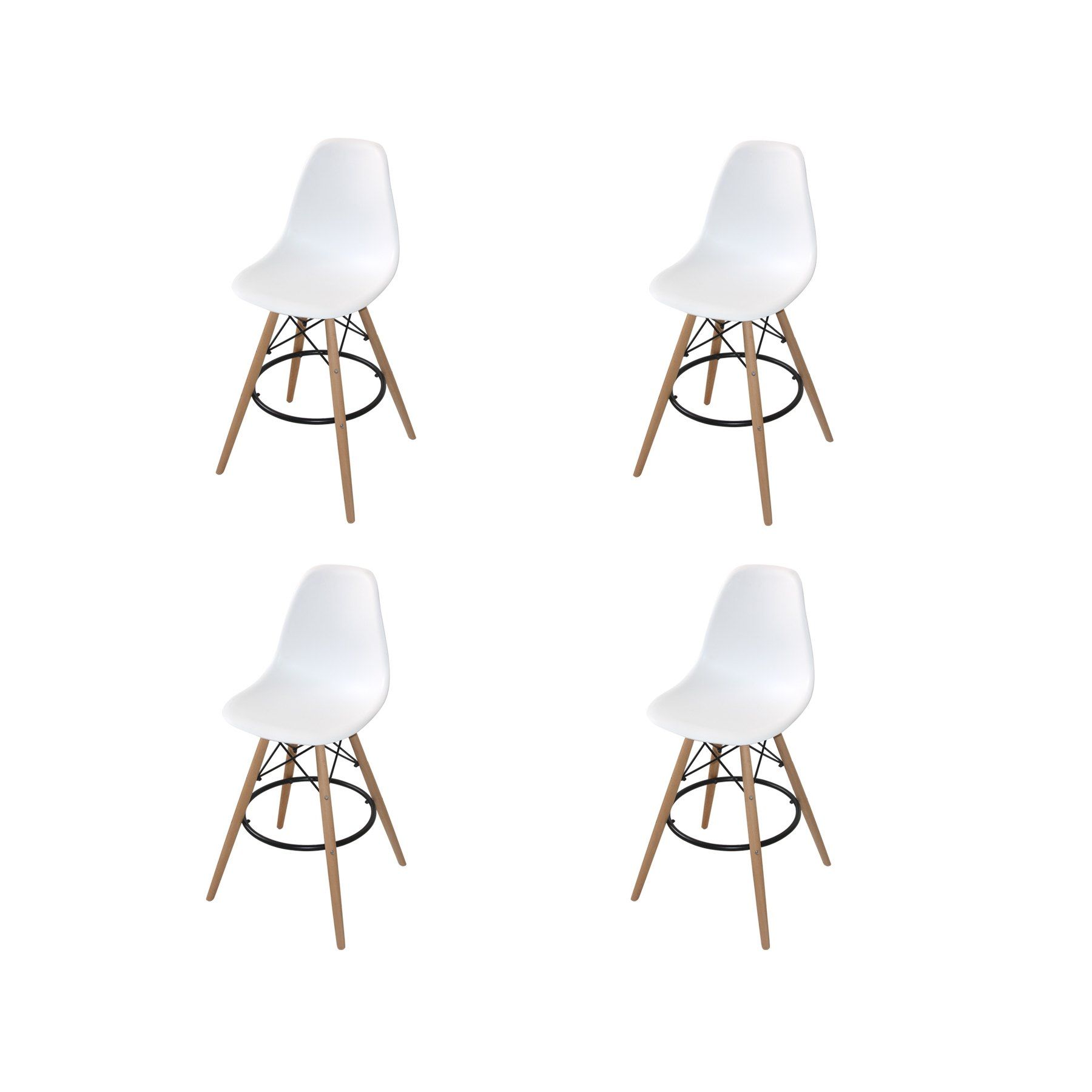 PACK 4 TABOURETS TOWER WOOD BLANC