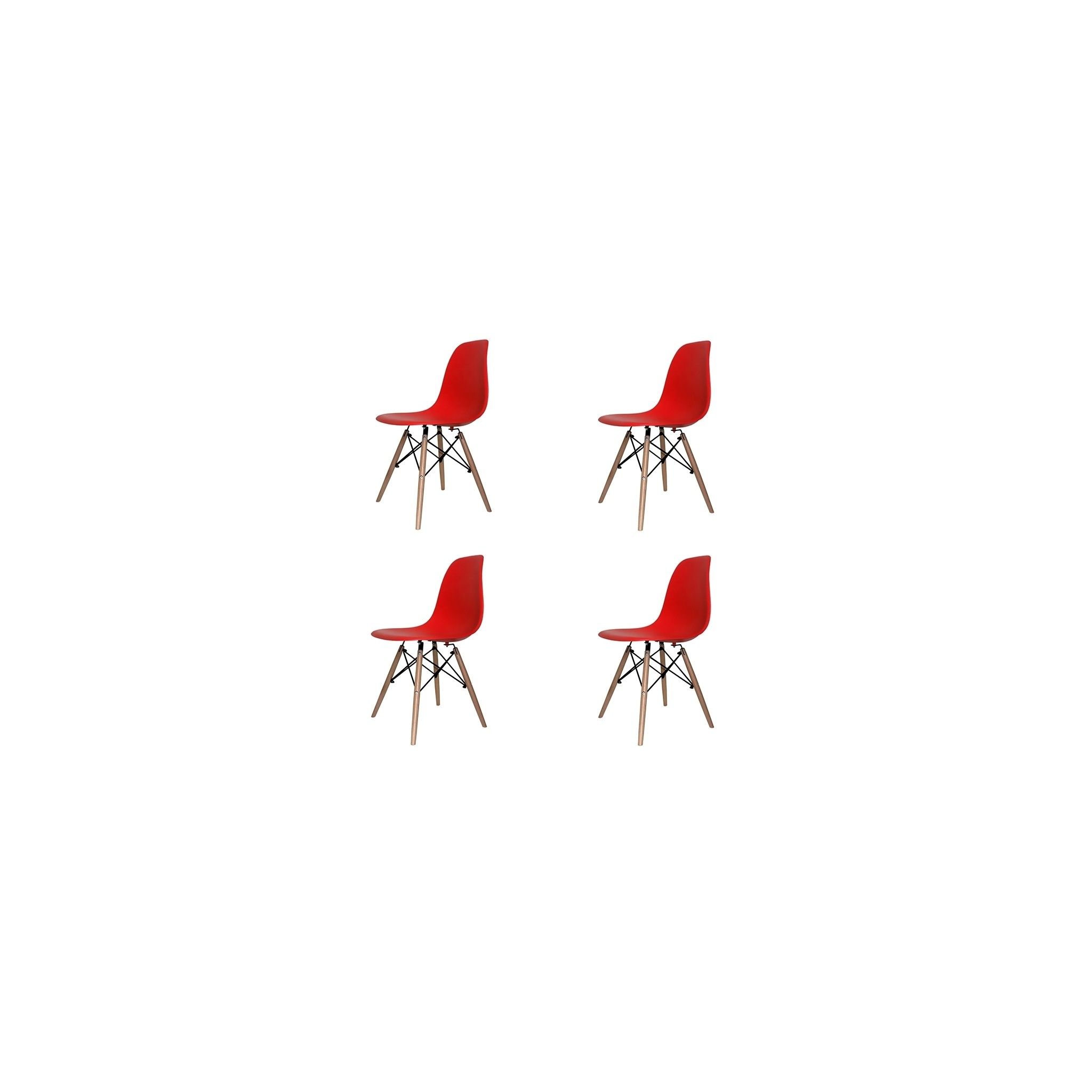 PACK DE 4 CHAISES TOWER WOOD ROUGES EXTRA QUALITY