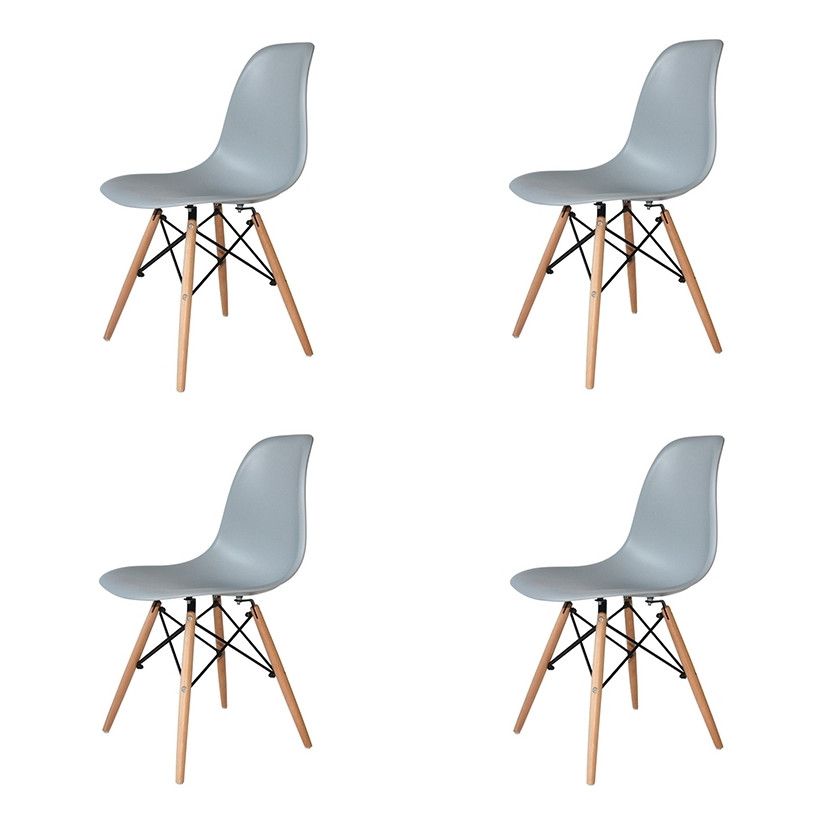 PACK 4 CHAISES TOWER WOOD GRIS EXTRA QUALITY