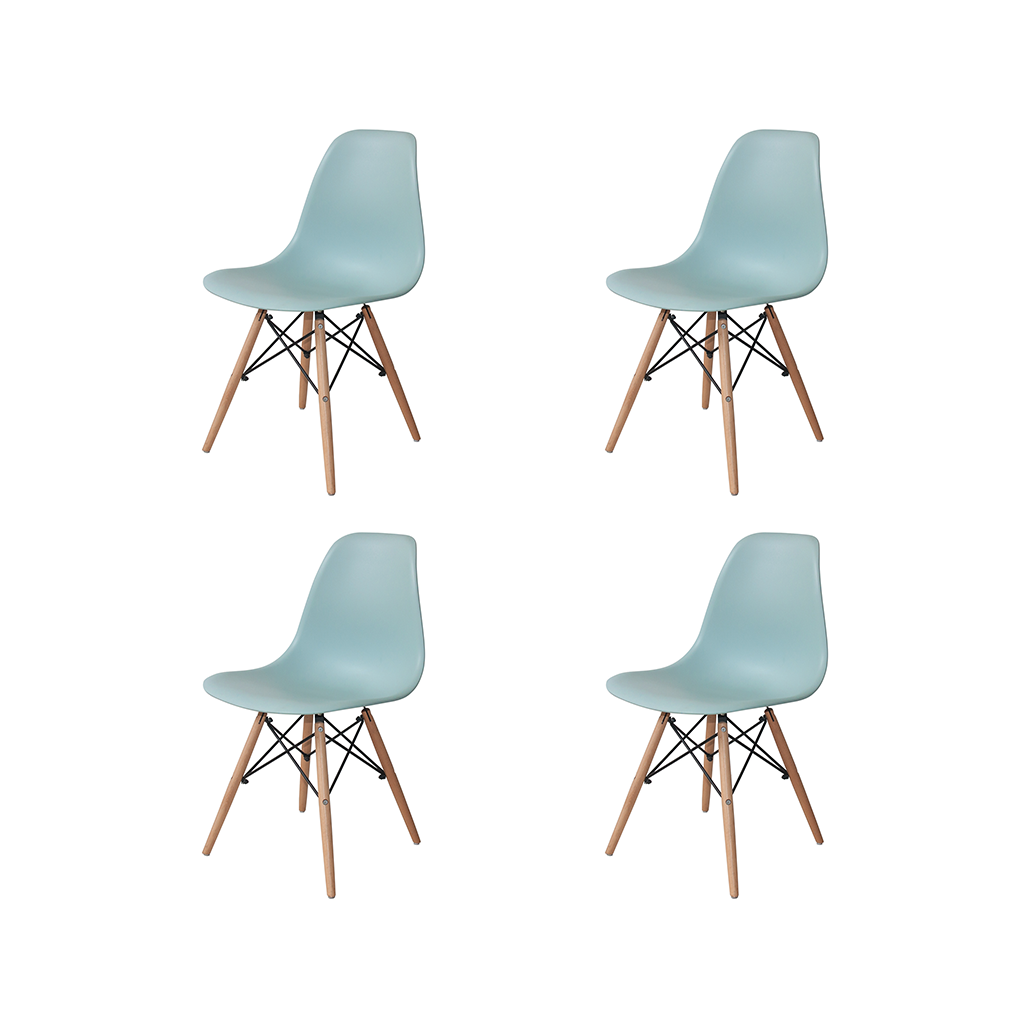 PACK 4 CHAISES TOWER WOOD EAUMARINE EXTRA QUALITY