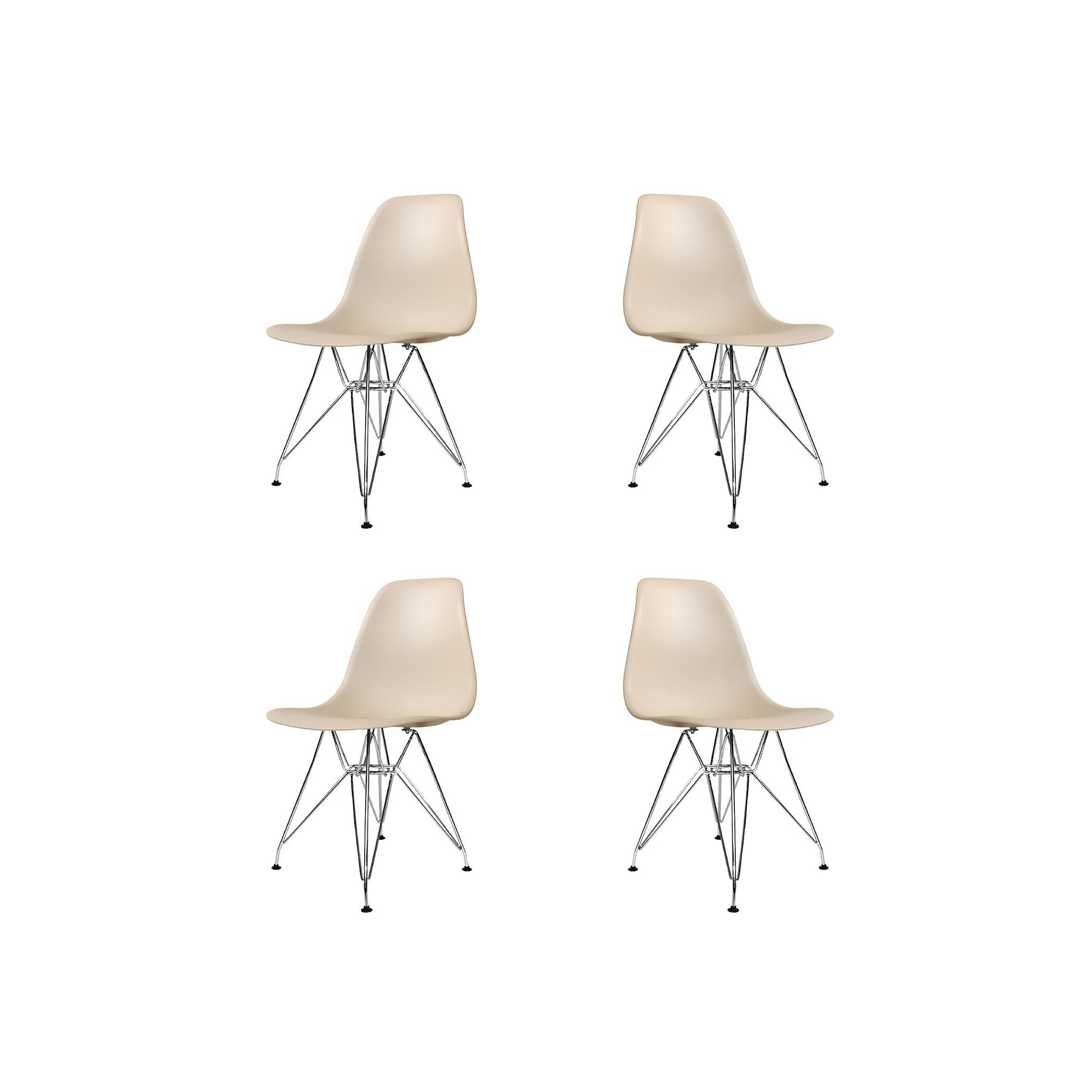 SET 4 CHAISES TOWER CHROME SABLE EXTRA QUALITY