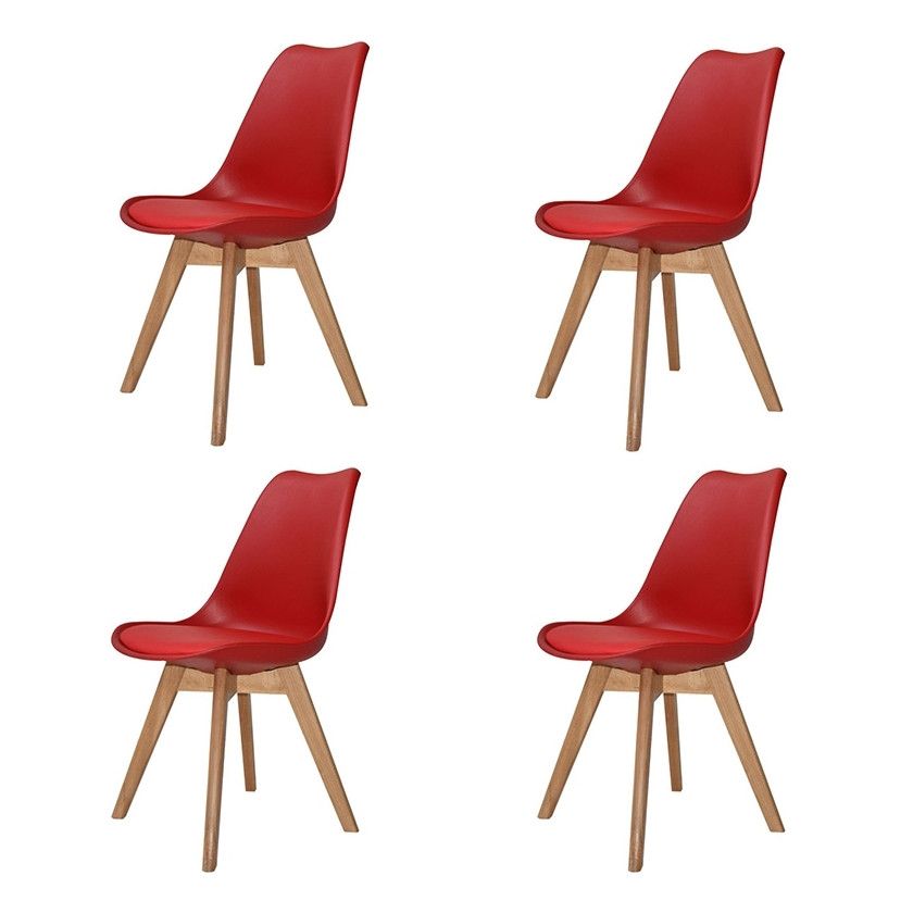 PACK 4 CHAISES NEW TOWER WOOD ROUGES