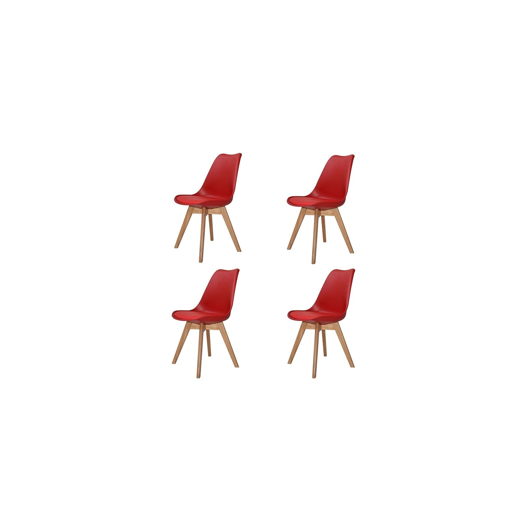PACK 4 CHAISES NEW TOWER WOOD ROUGES