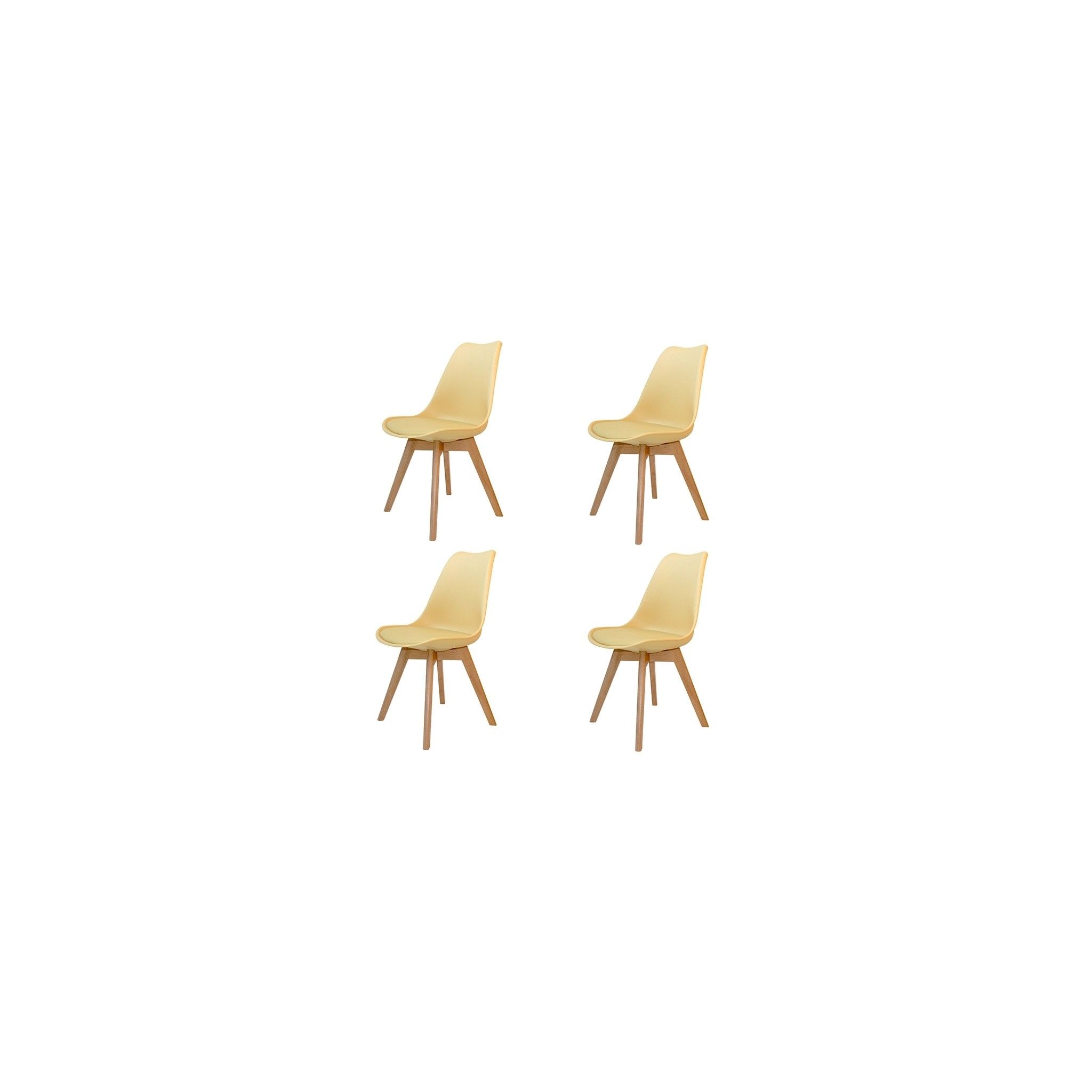 PACK 4 CHAISES NEW TOWER WOOD VAINILLE