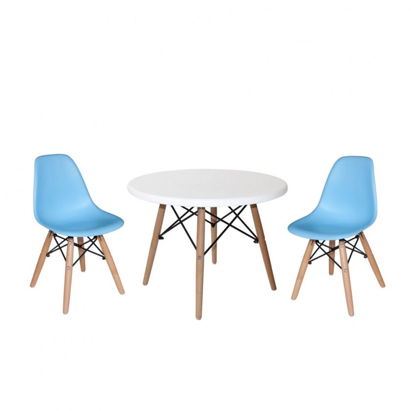 PACK TABLE ET 2 CHAISES BABY TOWER BLEUES