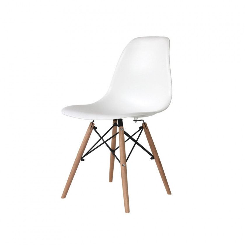 PACK TABLE BEECH GRIS ET 4 CHAISES TOWER WOOD BLANCHES