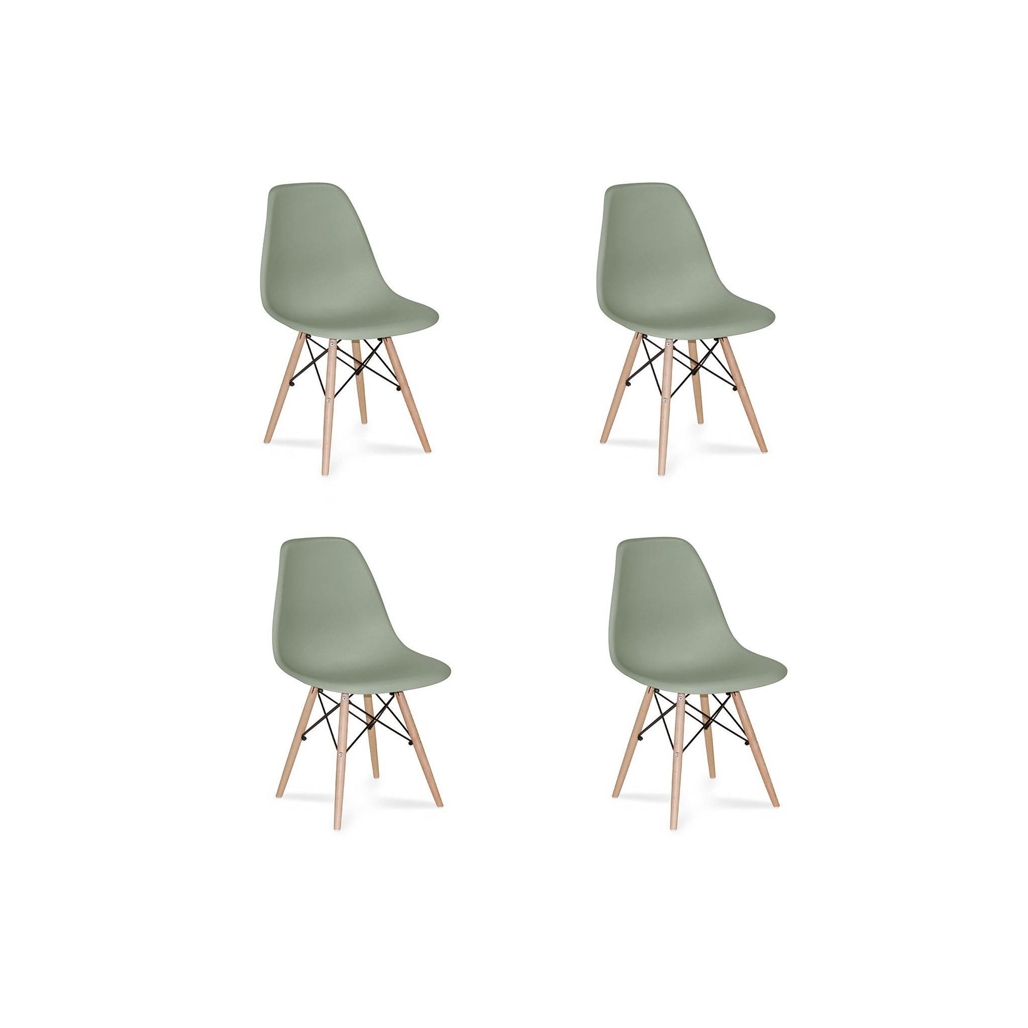 PACK 4 CHAISES TOWER WOOD VERT KALE EXTRA QUALITY